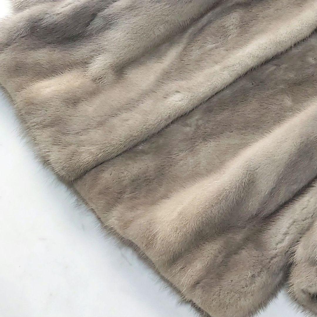 サファイア ミンクコート スタンドカラー 昭和レトロ 毛皮 リアルファー グレー 画像4