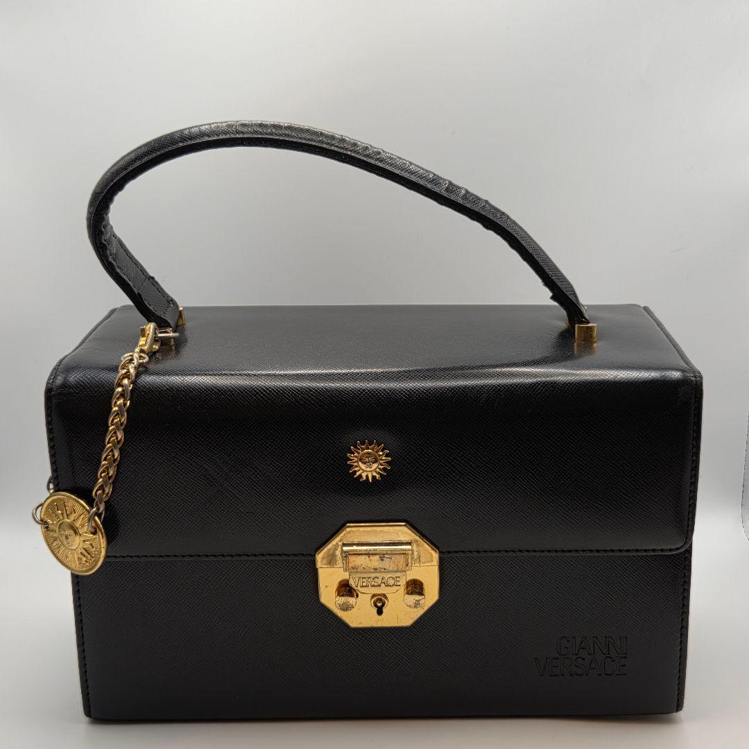 【希少・美品】GIANNI VERSACE バニティバッグ サンバースト 黒 画像3