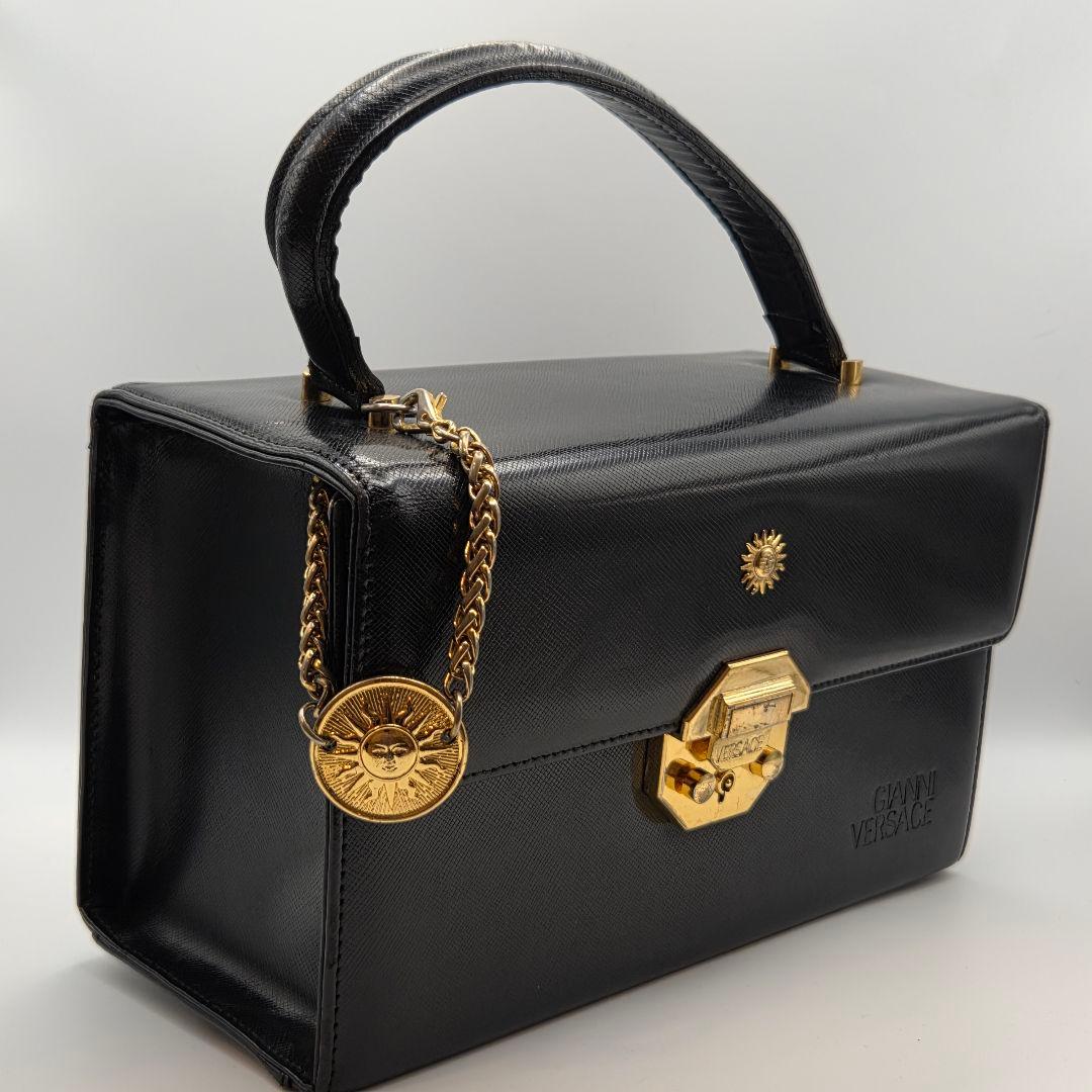 【希少・美品】GIANNI VERSACE バニティバッグ サンバースト 黒 画像4