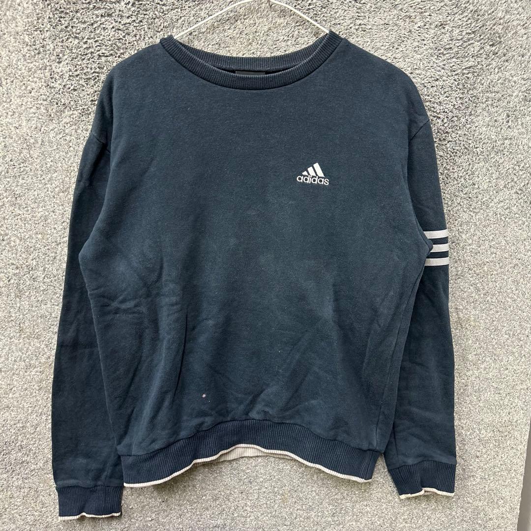 【F126】 adidas スウェット サイズM ネイビー 紺 刺繍ロゴ