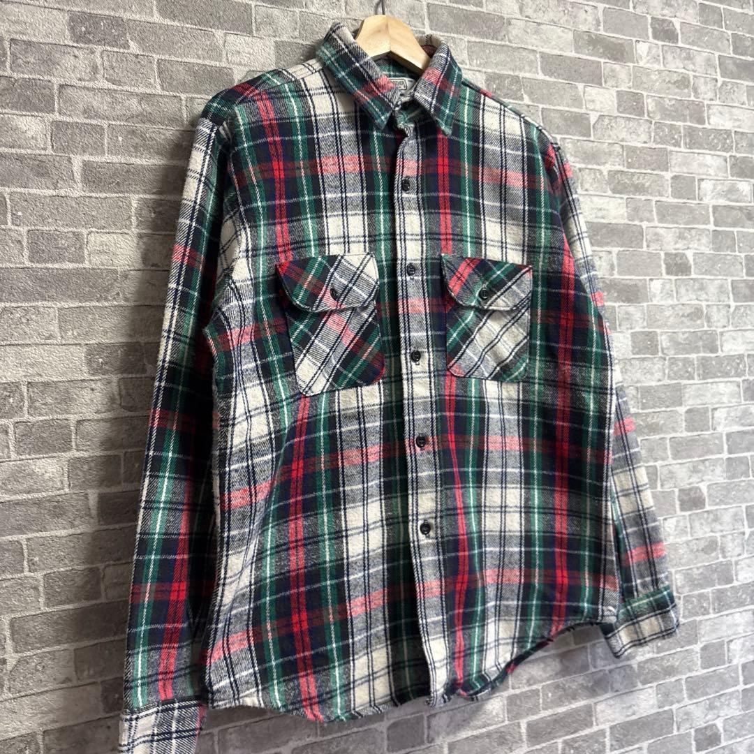 70s~80s USA製 FIVE BROTHER ヘビーネルシャツ 三角タグM 画像2