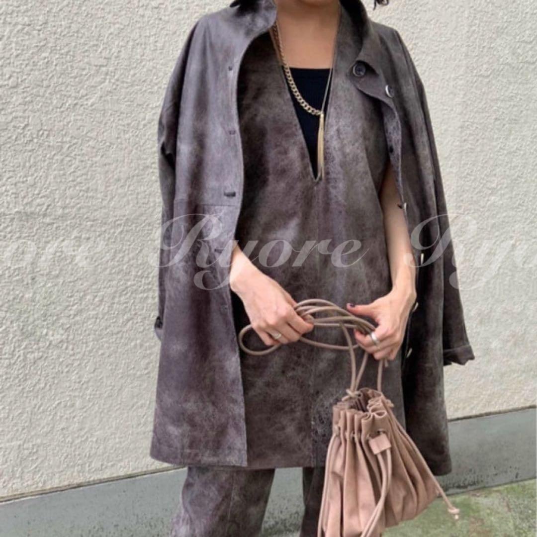 期間限定⚠️【極美品】AMERI CRUSHED LEATHER COAT 画像3