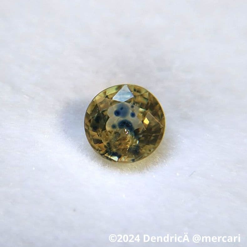 ブルーショットサファイア 0.69ct イエロー×ブルー レア ラウンド