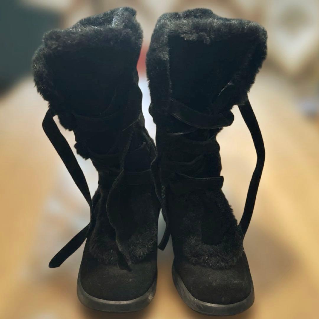 AEROSOLES レディース ブラック ファー ブーツ サイズ8