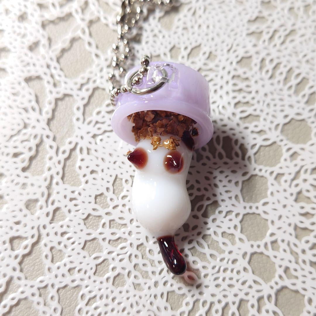 452☆ハンドメイド 猫 ミニチュア 白 ご飯 オリジナル シャム 紫 画像3