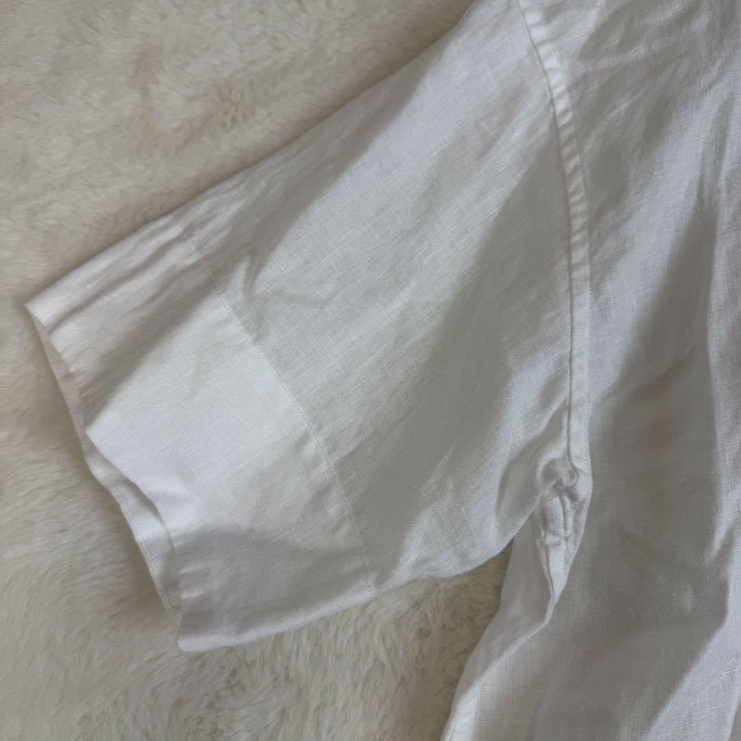 【美品】MARGARET HOWELL リネン100% 半袖シャツ 白 サイズ1 画像4