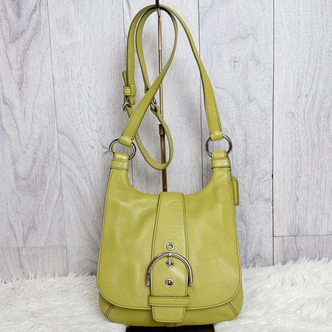 VINTAGE COACH コーチ ベルト ショルダーバッグ ライムグリーン 画像3