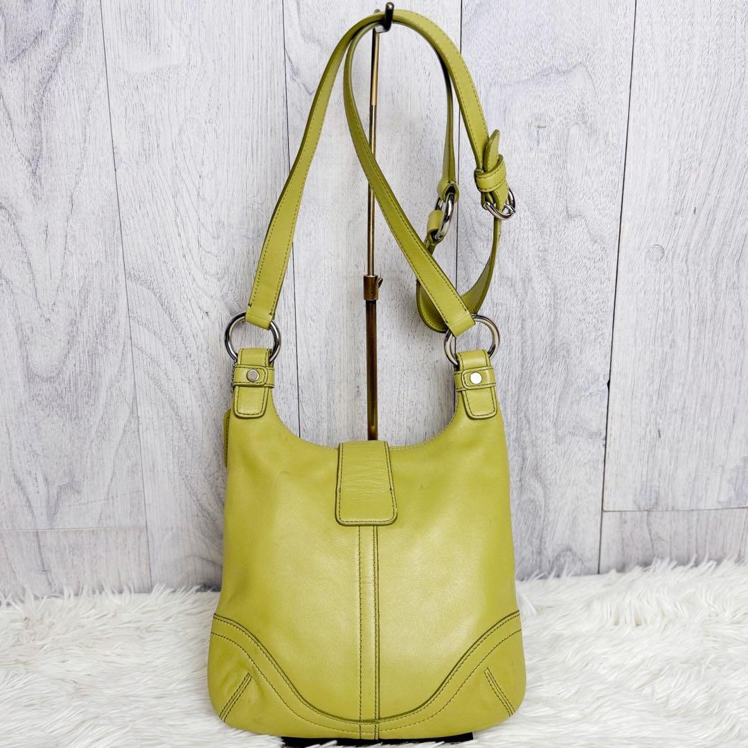 VINTAGE COACH コーチ ベルト ショルダーバッグ ライムグリーン 画像4