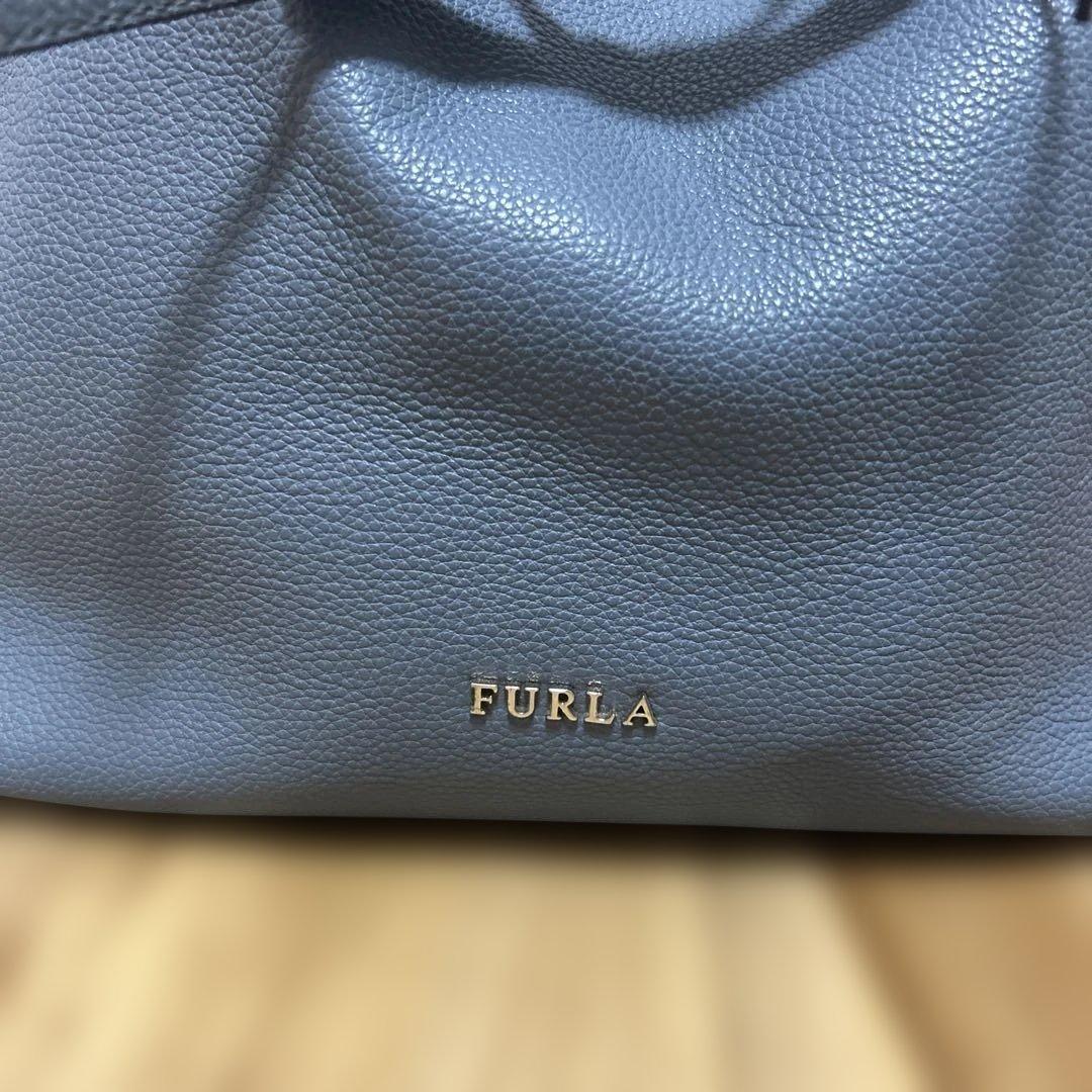 FURLA トートバッグ ブルー 巾着型 画像3
