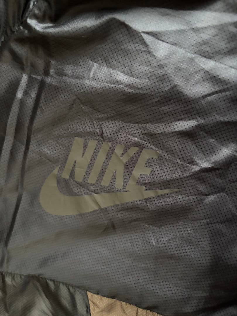 NIKE ナイキ ナイロンジャケット ビッグロゴ 黒×茶 裏メッシュ S 画像4