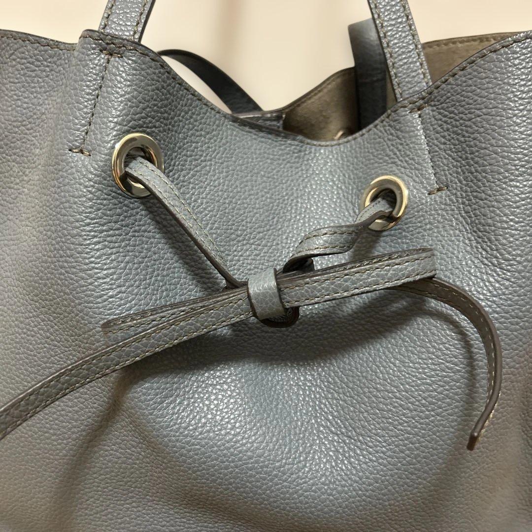 FURLA トートバッグ ブルー 巾着型 画像4