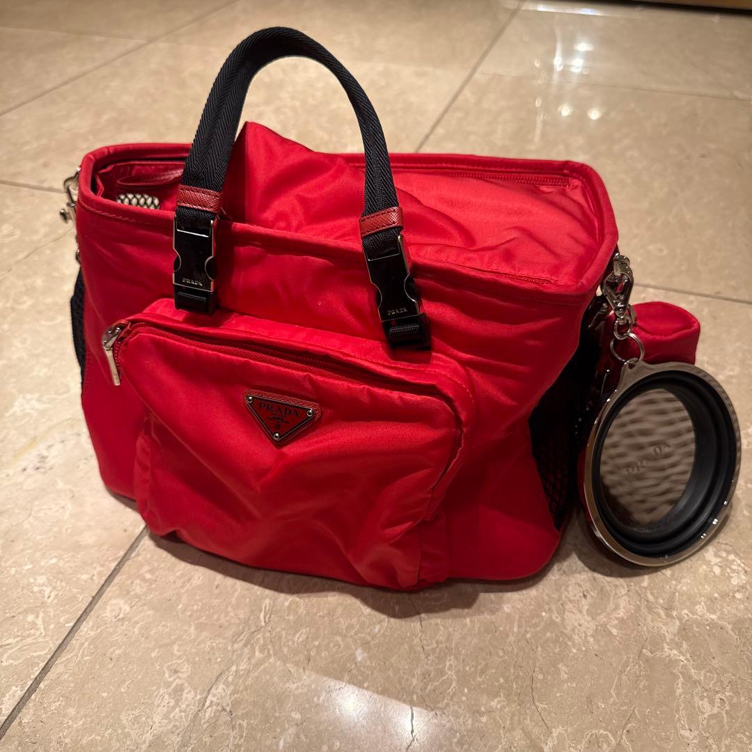美品 PRADA プラダ ペットキャリー バッグ フードボール袋、入れ付き