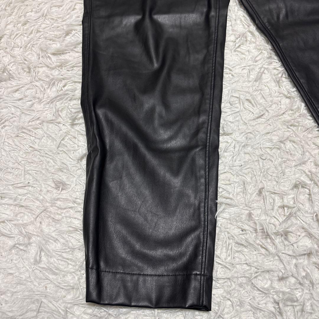 エディフィス フェイクレザーパンツ 黒 裏起毛 ルドーム スリット M 画像4