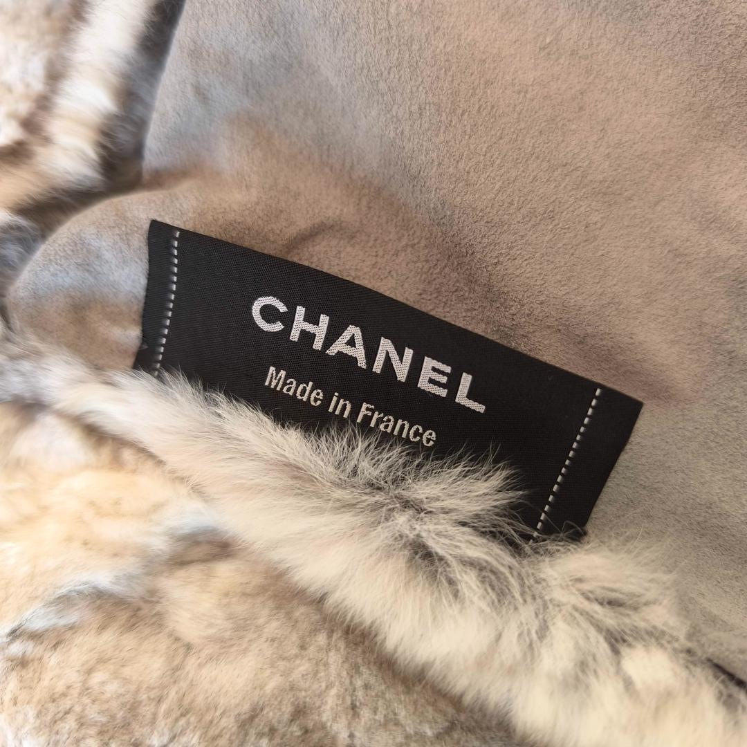 CHANEL シャネル オリラグファー×カシミヤ 大判インテリアスロー CCロゴ 画像4