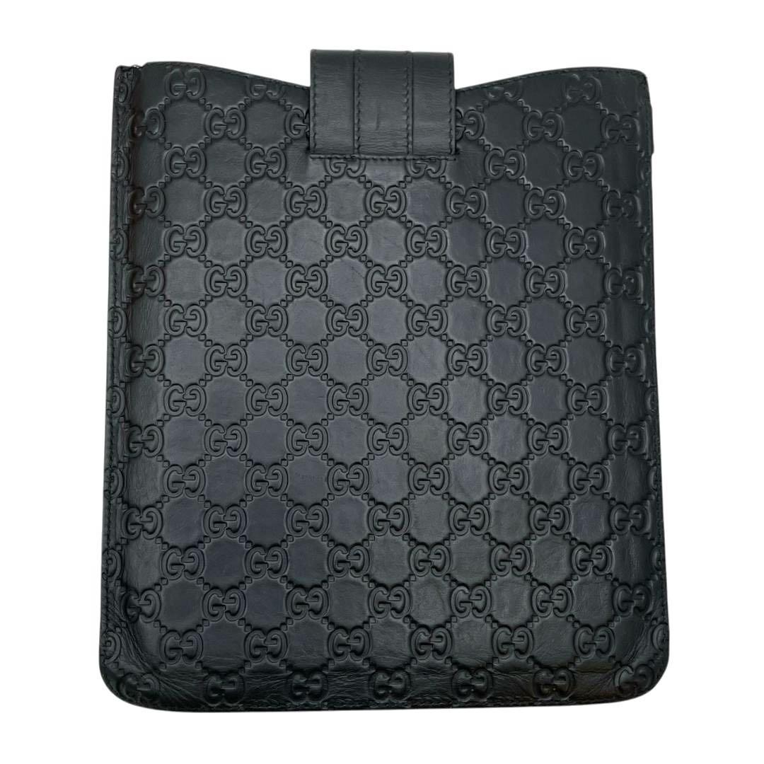 【美品】 GUCCI グッチ iPadケース シマ ブラック レザー 画像3