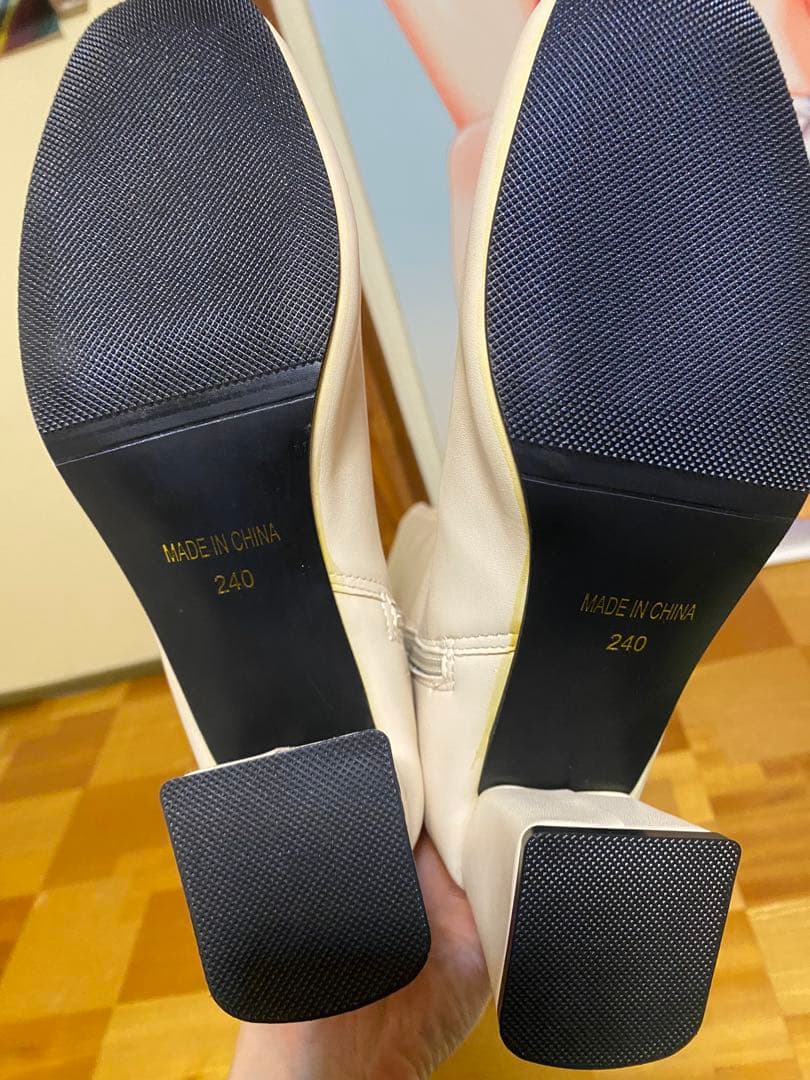 ロングブーツ ベージュ ノーブランド 未使用 画像4