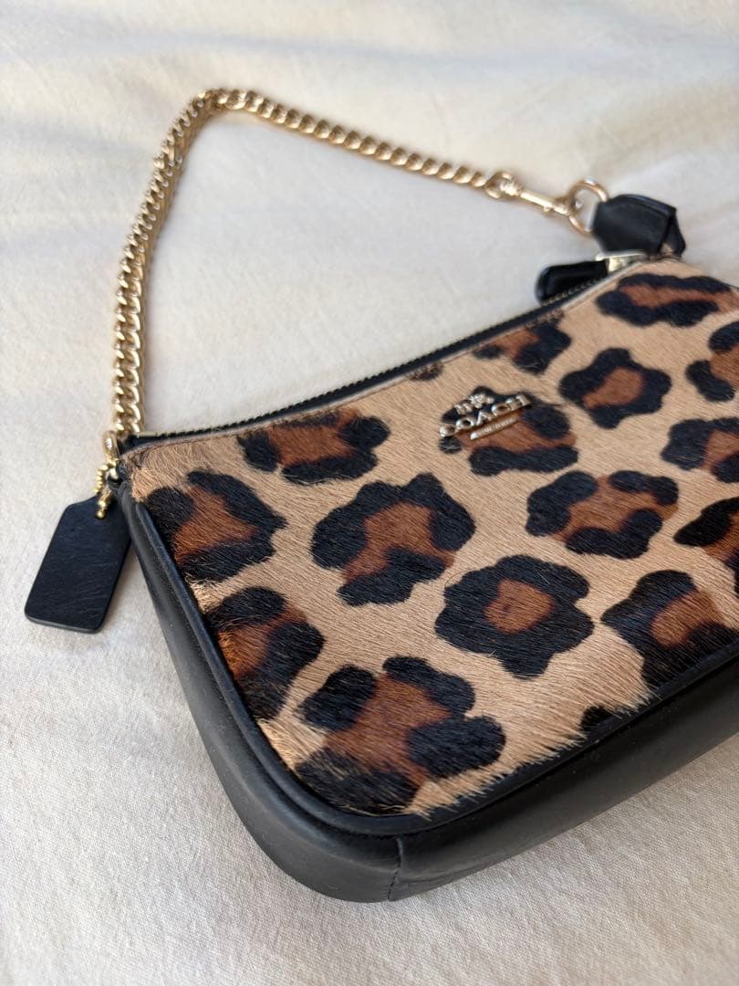 COACH Y2K レオパード柄 ハラコ チェーンショルダーバッグ 画像5