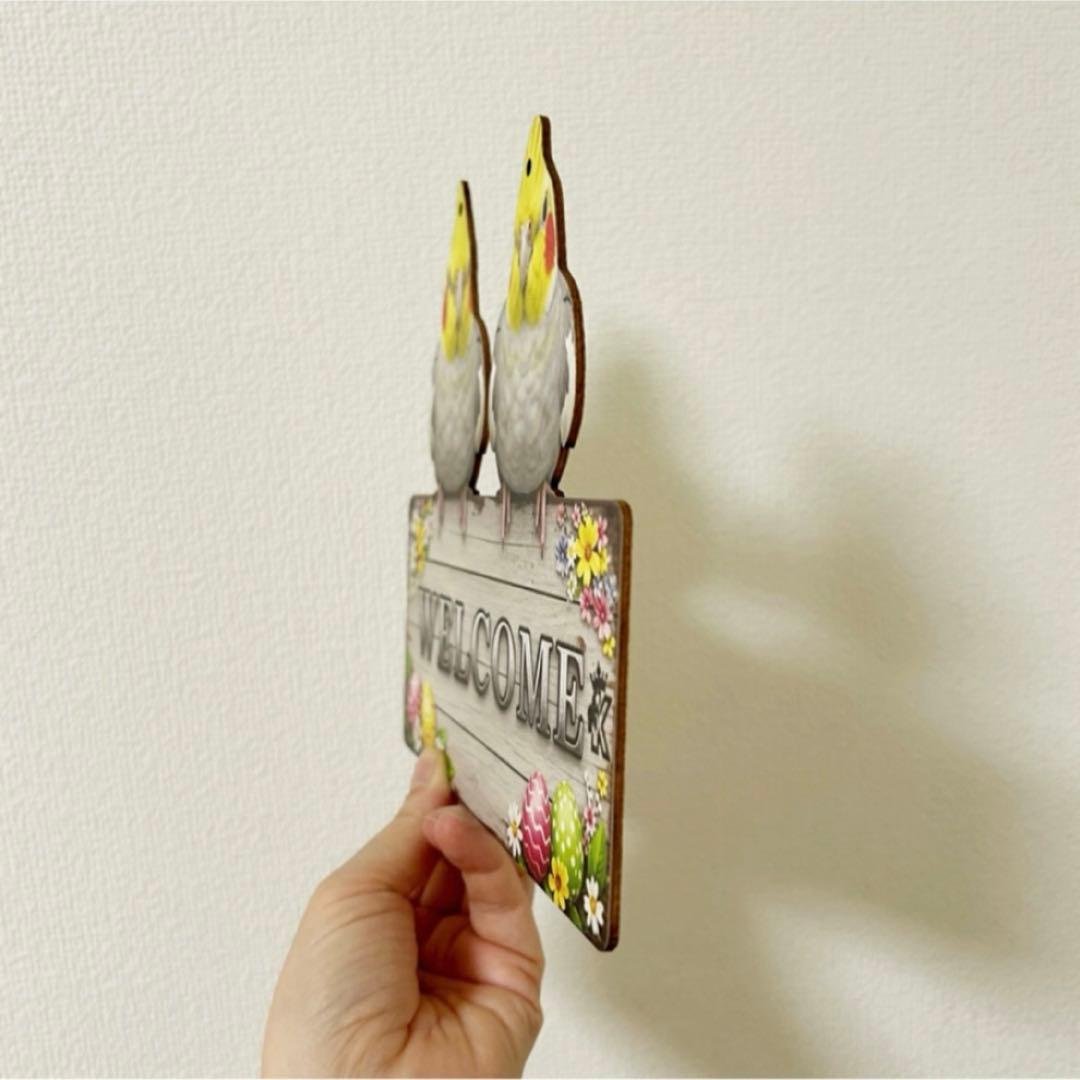 新品 オカメインコ 木製ウェルカムボード 鳥雑貨 オカメインコグッズ 画像3