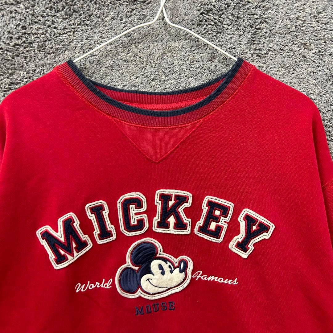 【F84】 90s Disney 前Vトレーナー サイズXL相当 レッド 赤 画像4