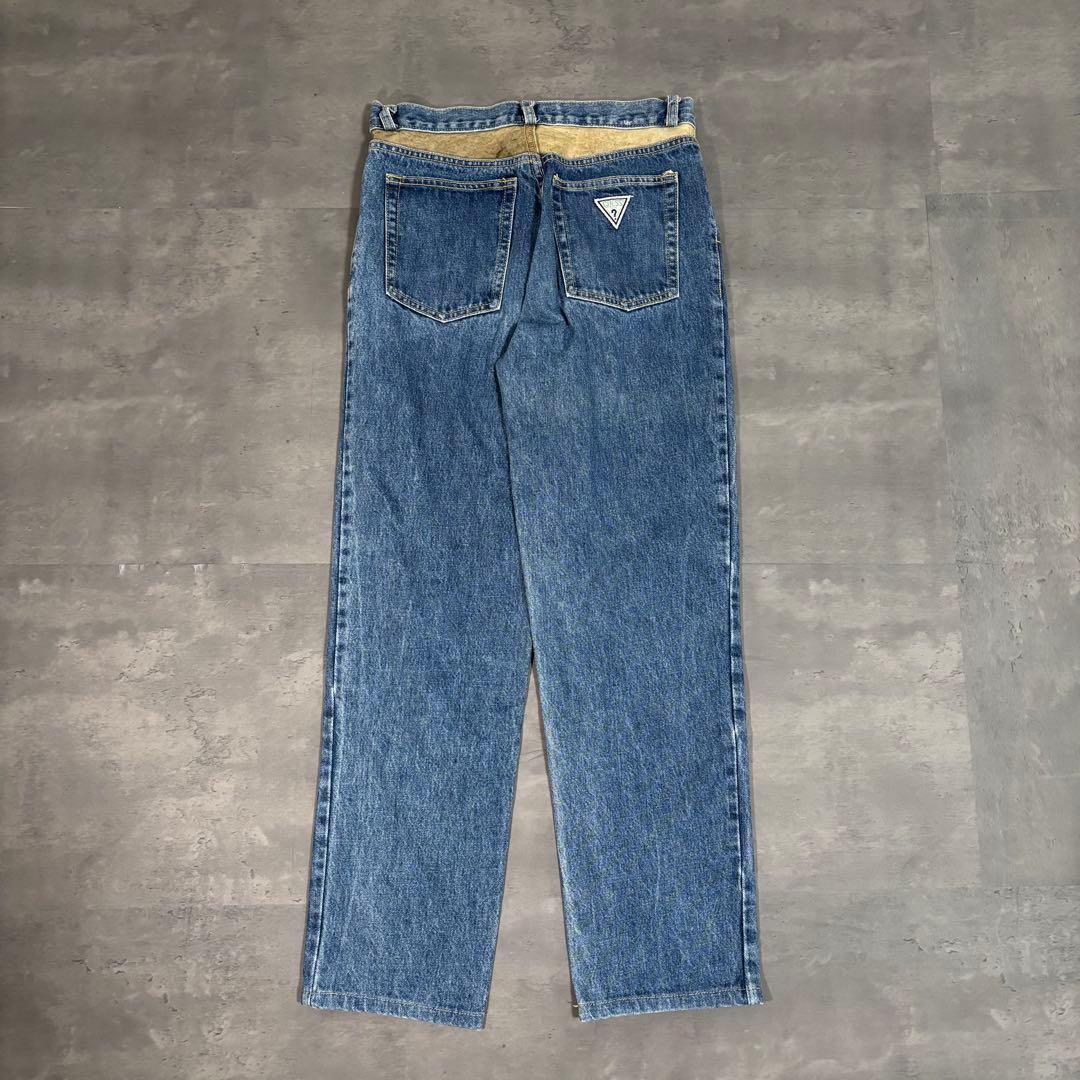 90s USA製 GUESS スエード切替デニムパンツ 画像2