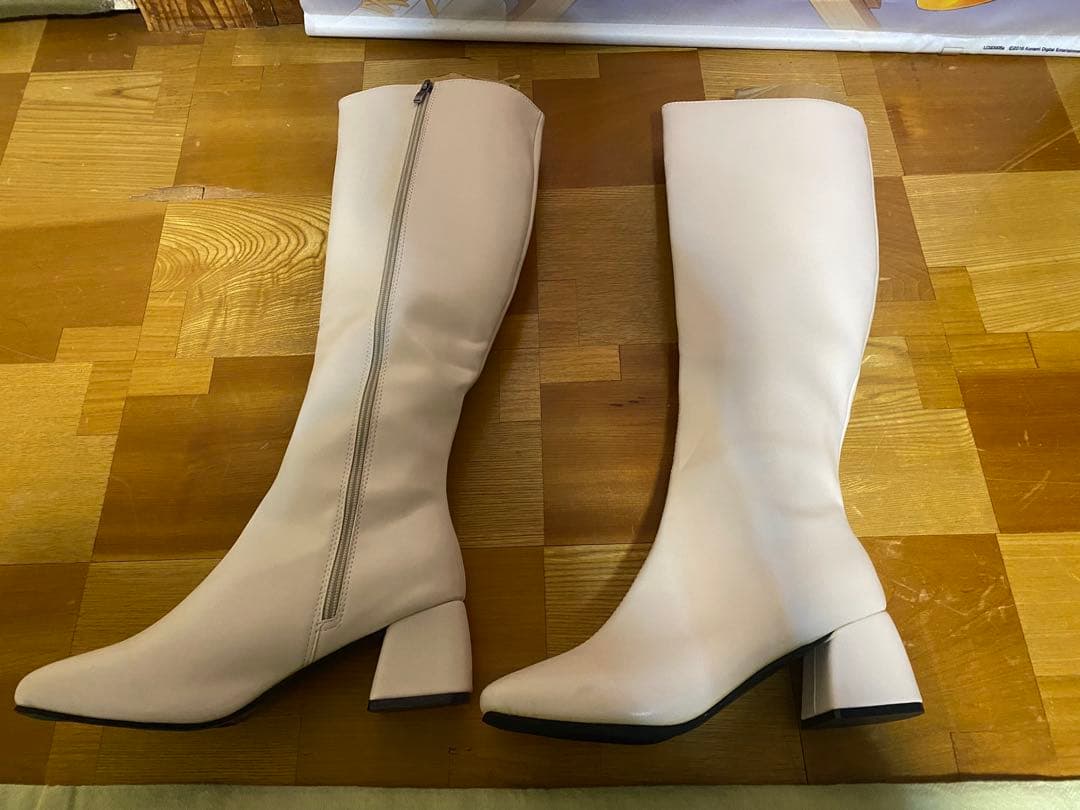 ロングブーツ ベージュ ノーブランド 未使用 画像2