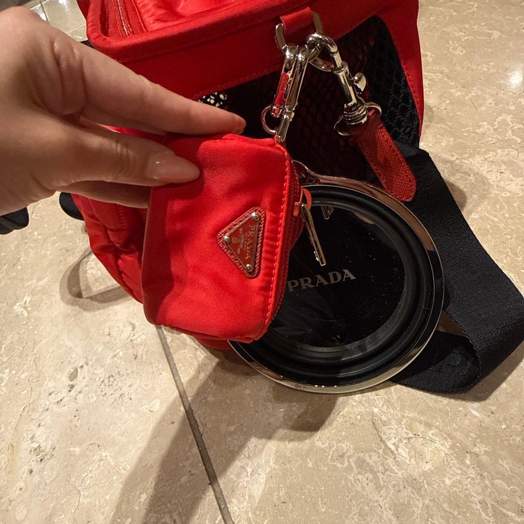美品 PRADA プラダ ペットキャリー バッグ フードボール袋、入れ付き 画像3