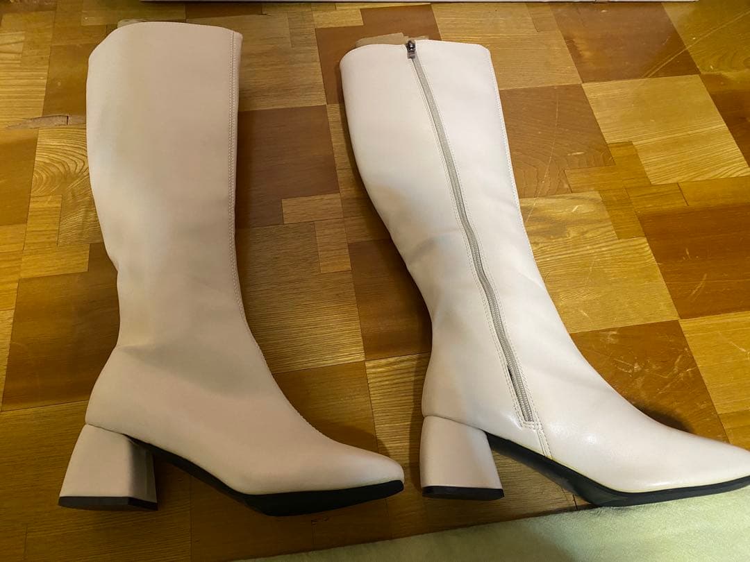 ロングブーツ ベージュ ノーブランド 未使用 画像3