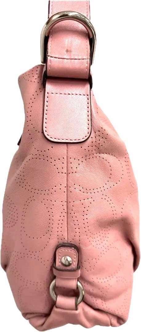 COACH パンチングレザー ショルダーバッグ ピンク 画像5
