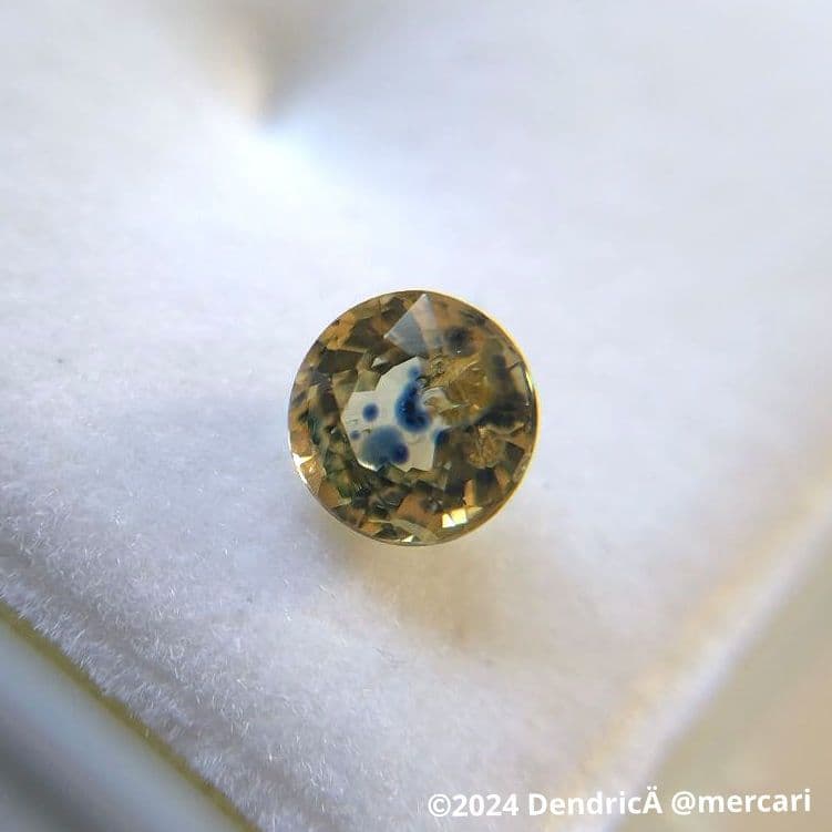 ブルーショットサファイア 0.69ct イエロー×ブルー レア ラウンド 画像2