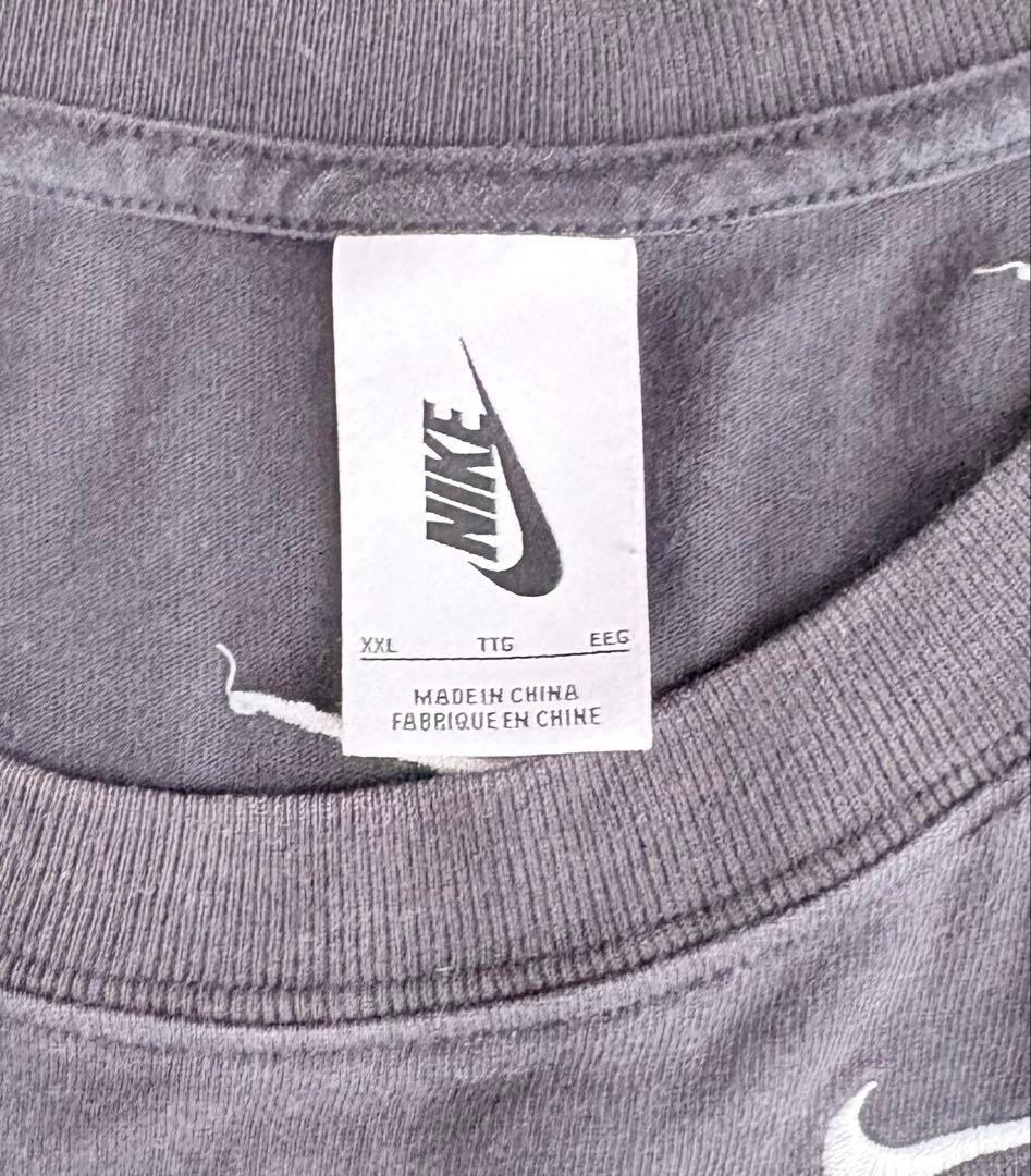 希少 NIKE ナイキ 総柄 スウッシュ Tシャツ ブラック XXL 画像4