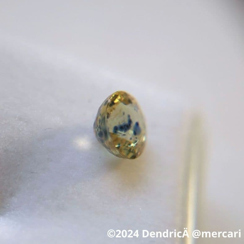 ブルーショットサファイア 0.69ct イエロー×ブルー レア ラウンド 画像4