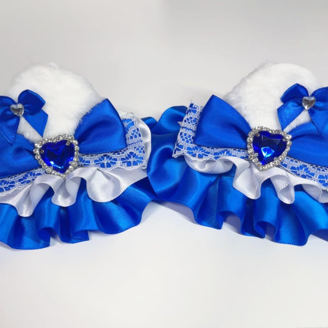 ♡ 猫耳 ヘアクリップ 髪飾り アイドル メイド コンカフェ 青 ♡