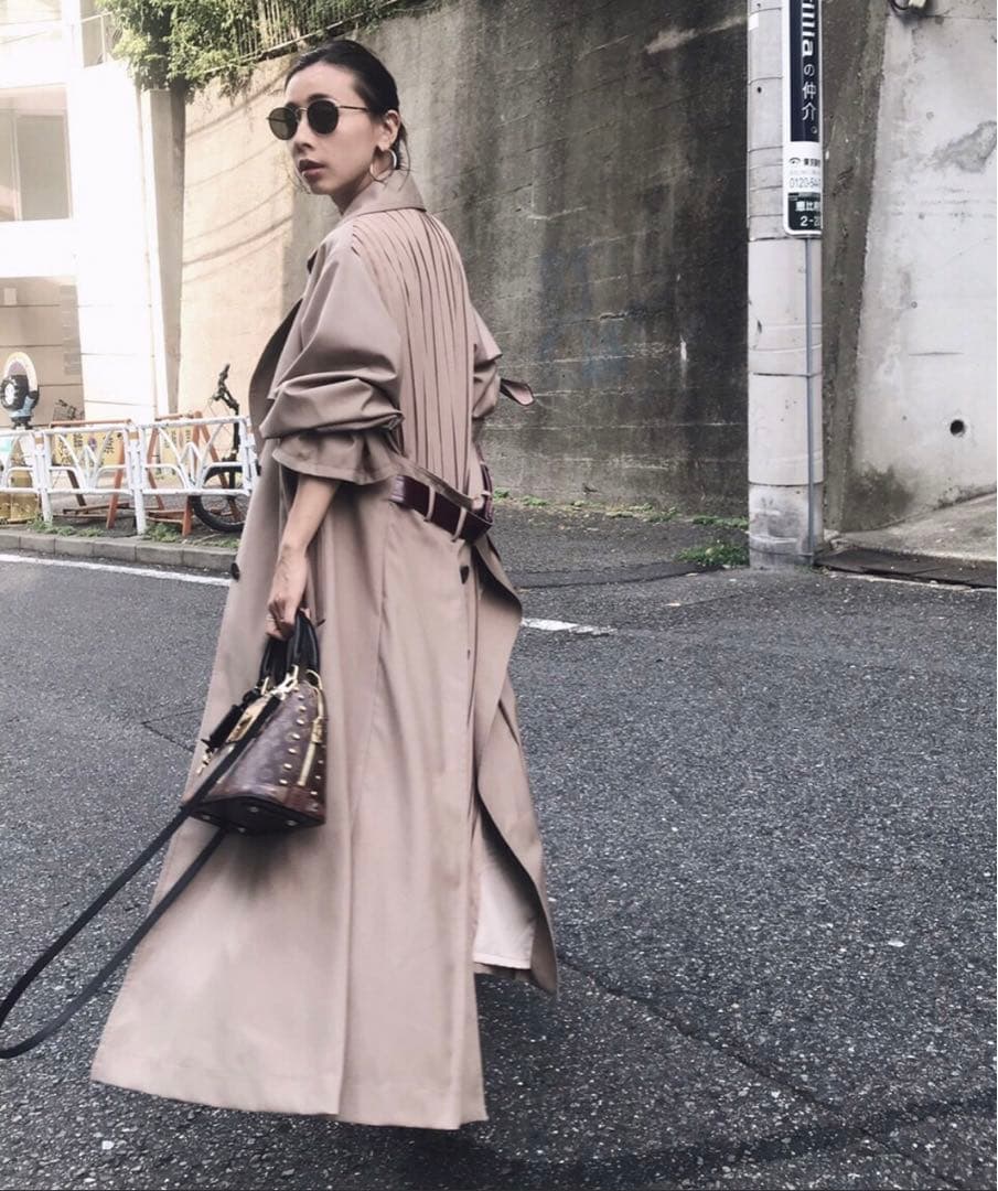 【Ameri】BACK PLEATS LAYERED COAT