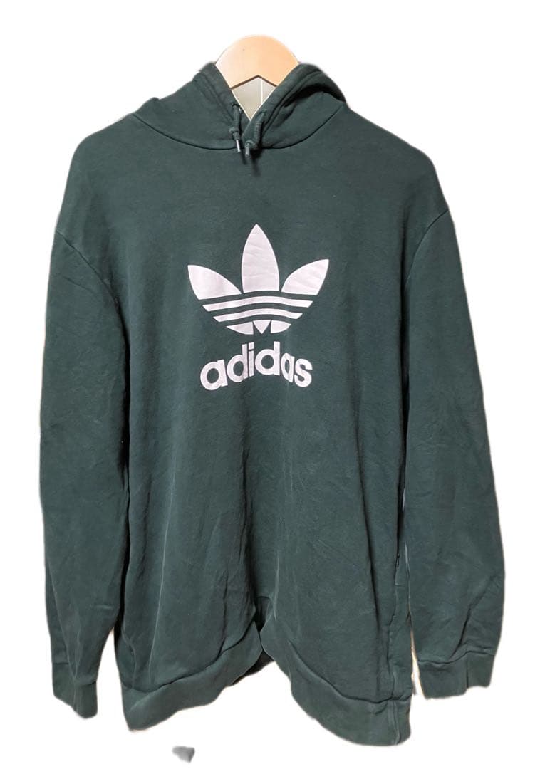 adidas トレフォイルロゴ パーカー ダークグリーン XL