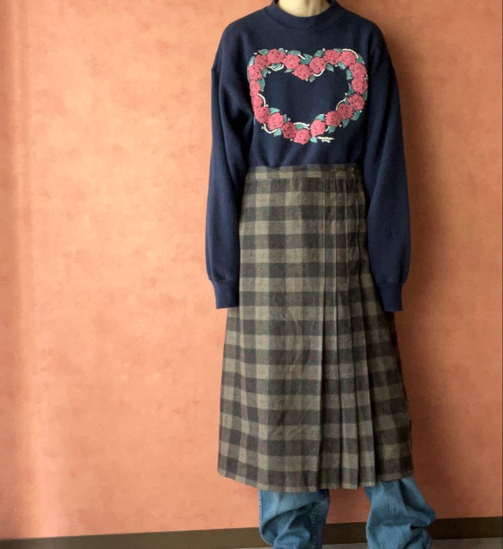 80s vintage plaid wrap skirt toro otoe