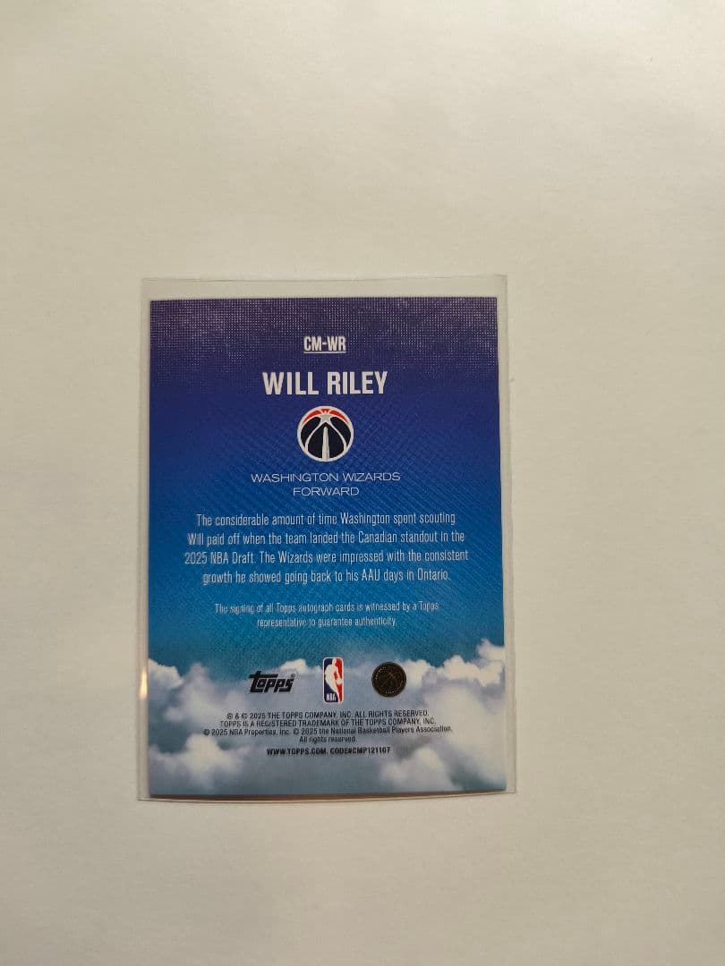 Will Riley 直筆サイン 99シリ Topps 画像5