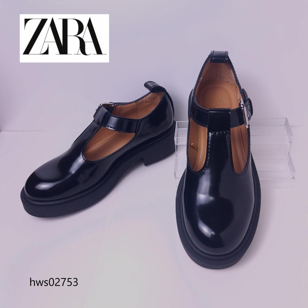 ザラ ZARA Tストラップ シューズ 23cm 36 黒 エナメル レディース