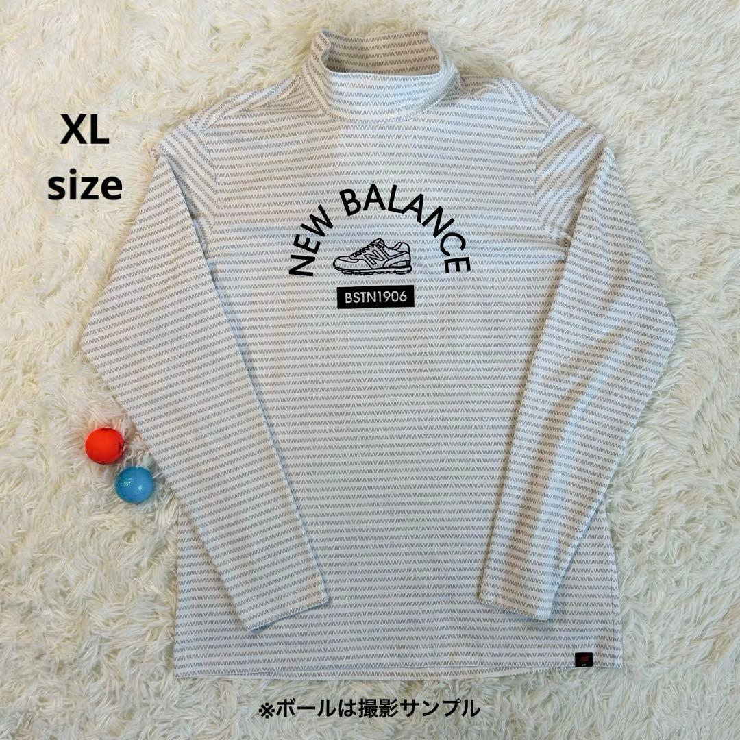 new balance Golf 長袖モックネックシャツ ジグザグボーダーXL