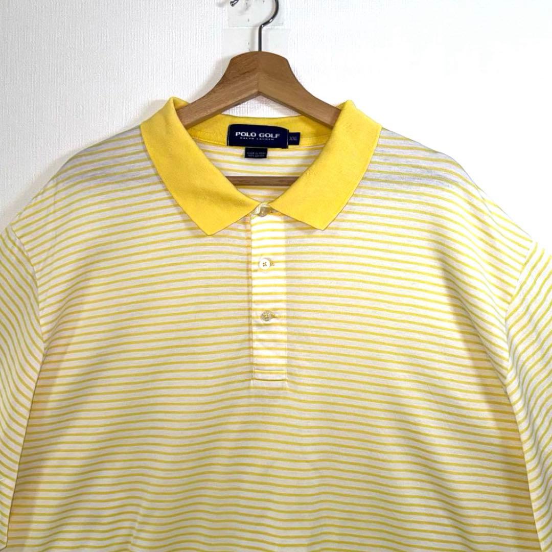 90svintage ラルフローレン ポロゴルフ ボーダー ポロシャツ XXL 画像3