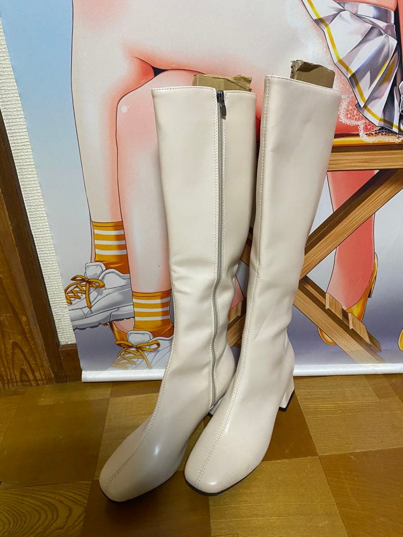 ロングブーツ ベージュ ノーブランド 未使用