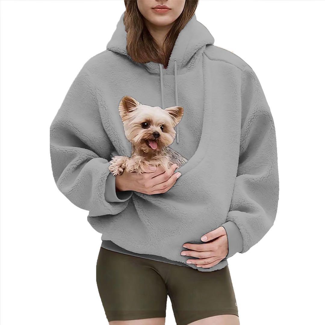新品未使用 ペットinパーカー 抱っこ ボア 犬猫 S〜M全4色グレー 画像4