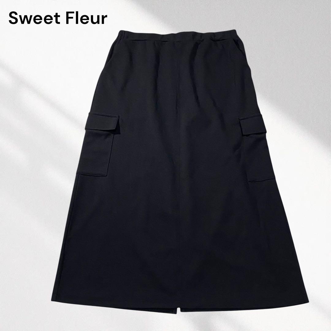 Sweet Fleur カーゴナロースカート 黒 3L ストレッチ 大きいサイズ