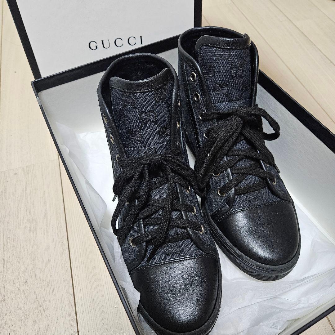 GUCCI 極美品スニーカー24cm GG柄 ブラック 37 ハイカット正規品