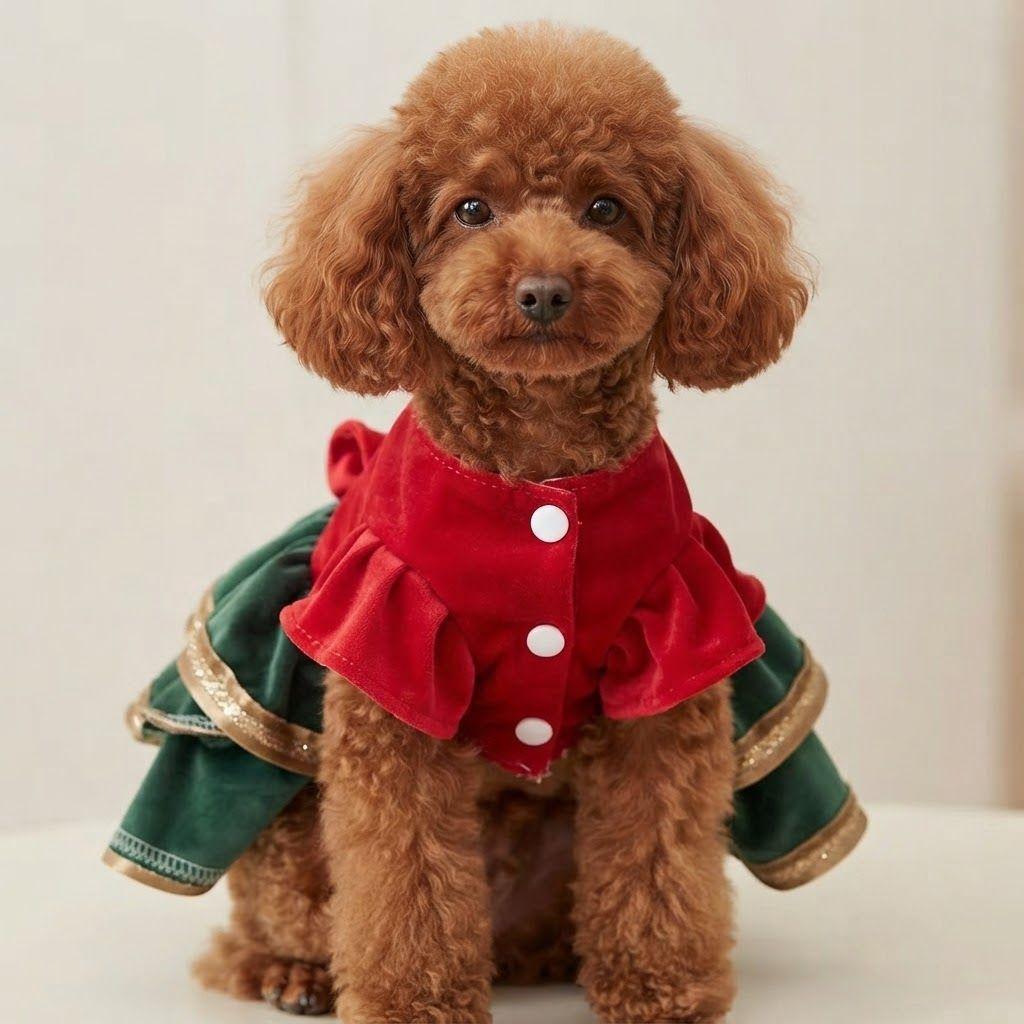 犬 服 犬服 猫 クリスマス ドレス ワンピース ツリー風 ベロア 3段フリル