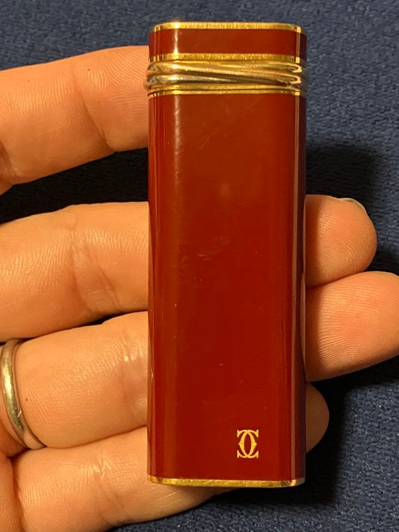 美品 Cartier ガスライター ボルドー ゴールド トリニティ 40 画像2
