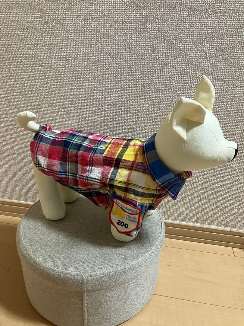 犬服 チェック柄 ボウリング シャツ トップス サイズ2くらい 限定品 画像3
