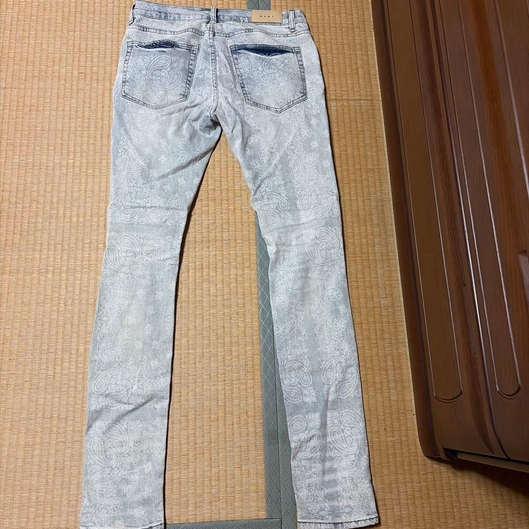 mnml ペイズリー柄 ダメージデニムパンツ 画像2