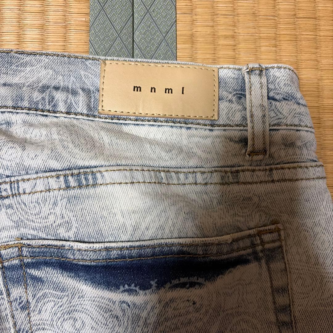 mnml ペイズリー柄 ダメージデニムパンツ 画像3