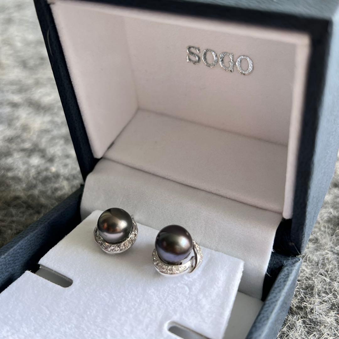 希少品✨ SOGO 黒蝶真珠 イヤリング ホワイトゴールドK18 アクセサリー