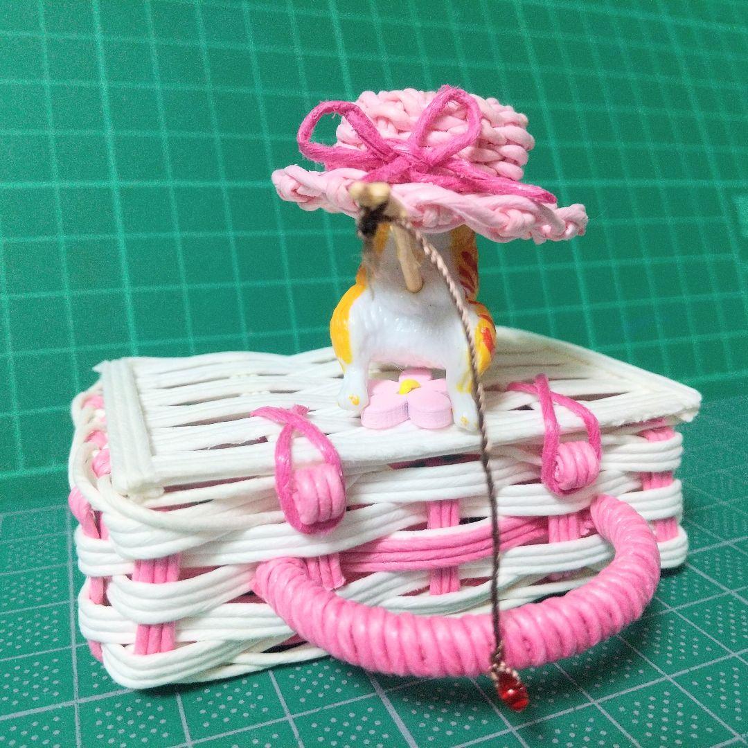 ハンドメイド ミニチュア バスケット 釣り 猫 フィギュア